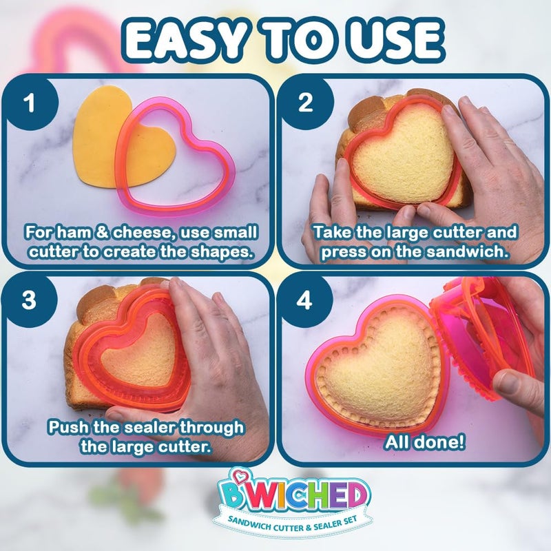 Savoychef Sandwich Cutter and Sealer - Crustless Sandwich Maker - Great for Lunchbox and Bento Box - Boys and Girls Kids Lunch - Sandwich Cutters for Kids (Heart, Star, Mouse) - Image 4